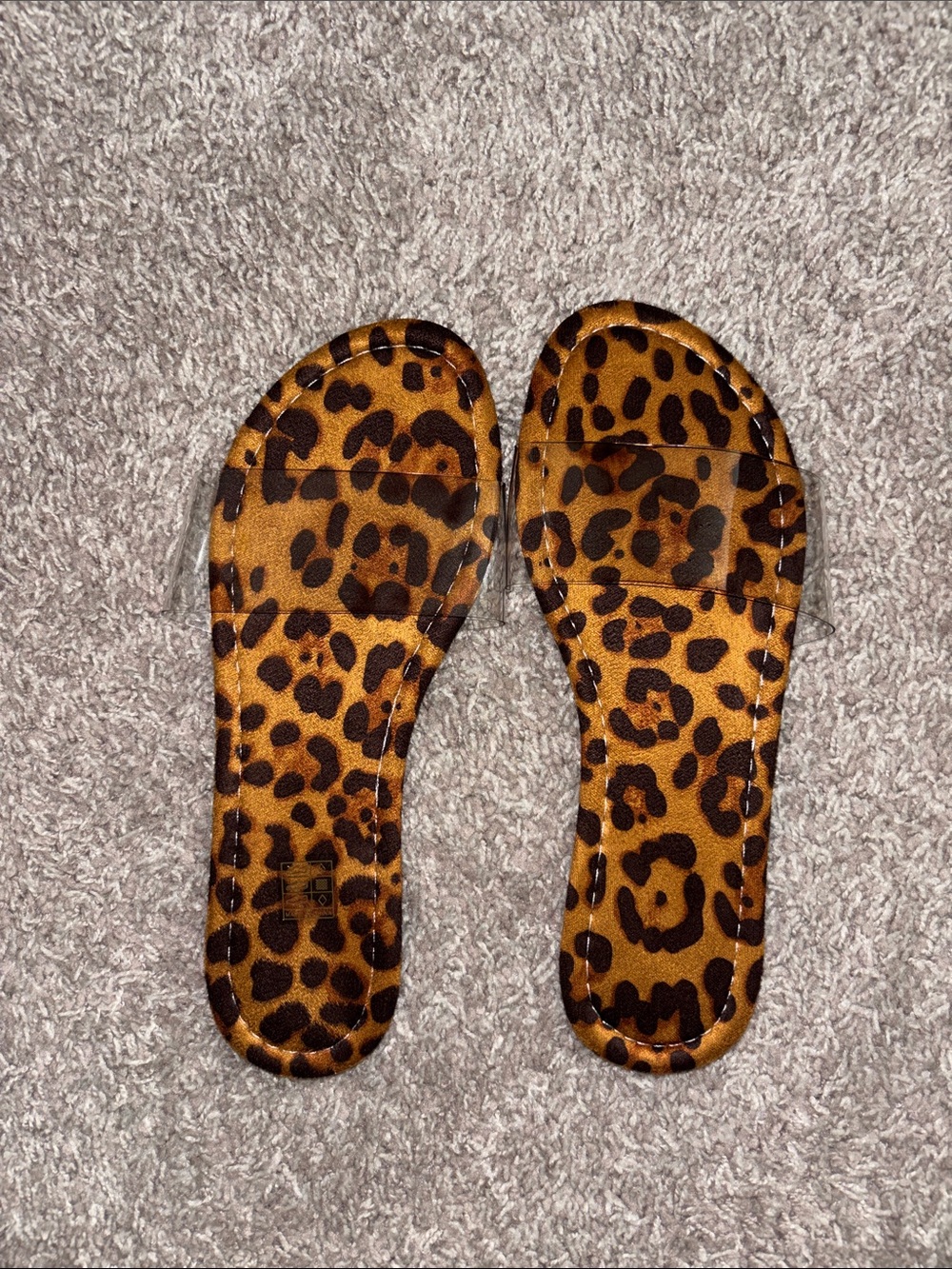 Clear and Leopard Print base Slide Sandals